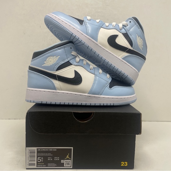 Jordan Shoes - Nike Air Jordan 1 Retro Mid GS “Ice Blue” 2022